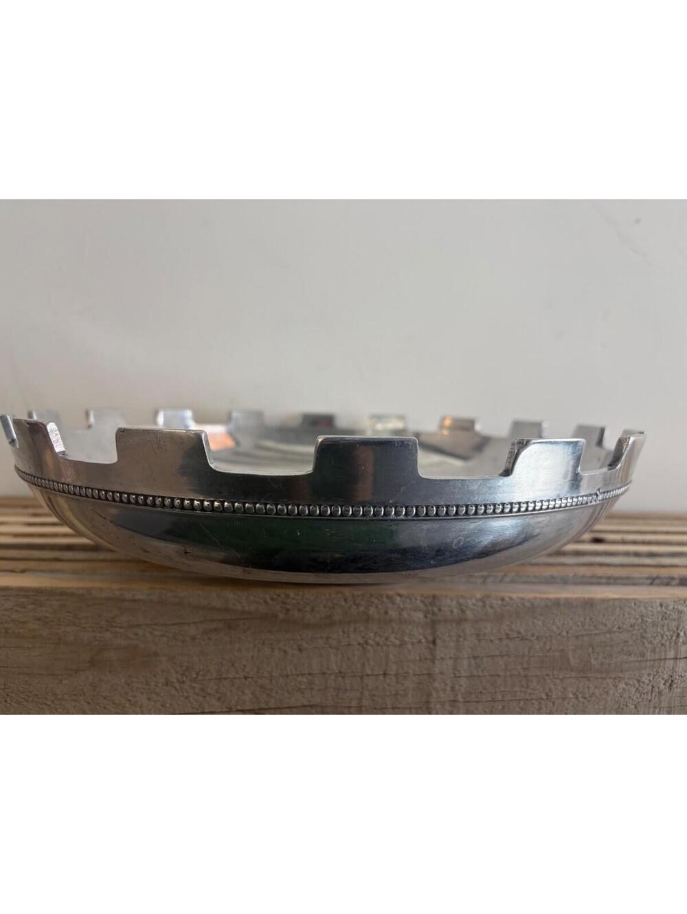 Lisa Jenks for Lunt Silversmiths 13" Castle Notch Metal Aluminum Bowl Beaded Des